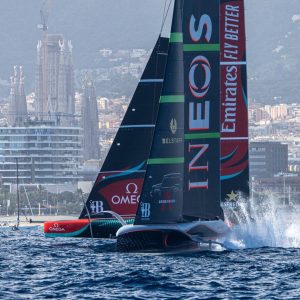October 16, 2024. Louis Vuitton 37th America's Cup, Race Day 4, Race 6. EMIRATES TEAM NEW ZEALAND, INEOS BRITANNIA