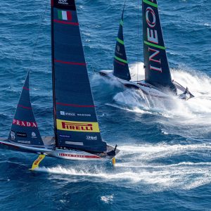 September 29, 2024. Louis Vuitton Cup Final, Race Day 3. INEOS BRITANNIA, LUNA ROSSA PRADA PIRELLI TEAM