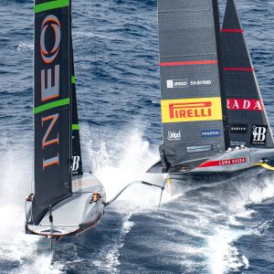 October 02, 2024. Louis Vuitton Cup, Final Race Day 6. INEOS BRITANNIA, LUNA ROSSA PRADA PIRELLI TEAM