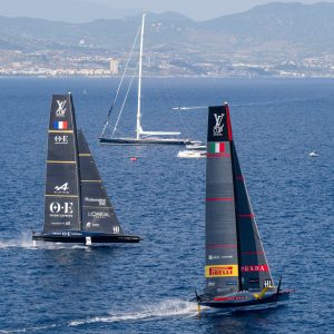 August 29, 2024. Louis Vuitton Cup, Race Day 1. LUNA ROSSA PRADA PIRELLI TEAM, ORIENT EXPRESS RACING TEAM