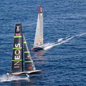 August 31, 2024. Louis Vuitton Cup, Race Day 3. LUNA ROSSA PRADA PIRELLI TEAM, INEOS BRITANNIA